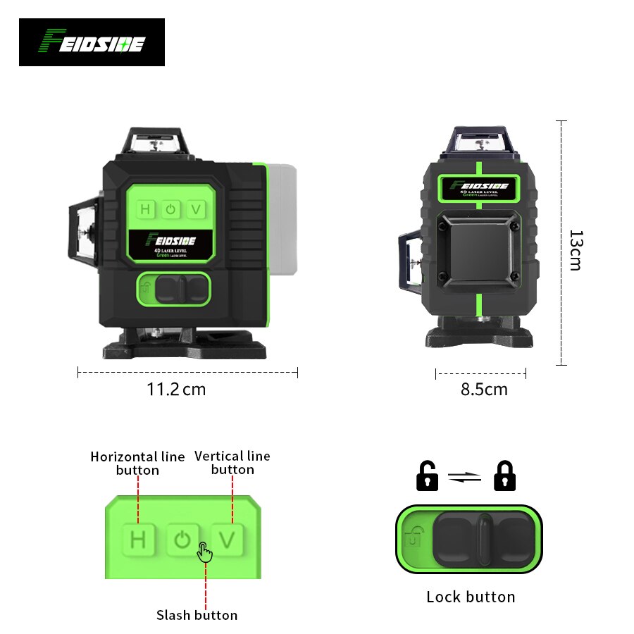 FEIDSIDE 16/12 satır 4D/3D laz - Laser Level 16 Lines 4D Green incelemesi ve fiyatı