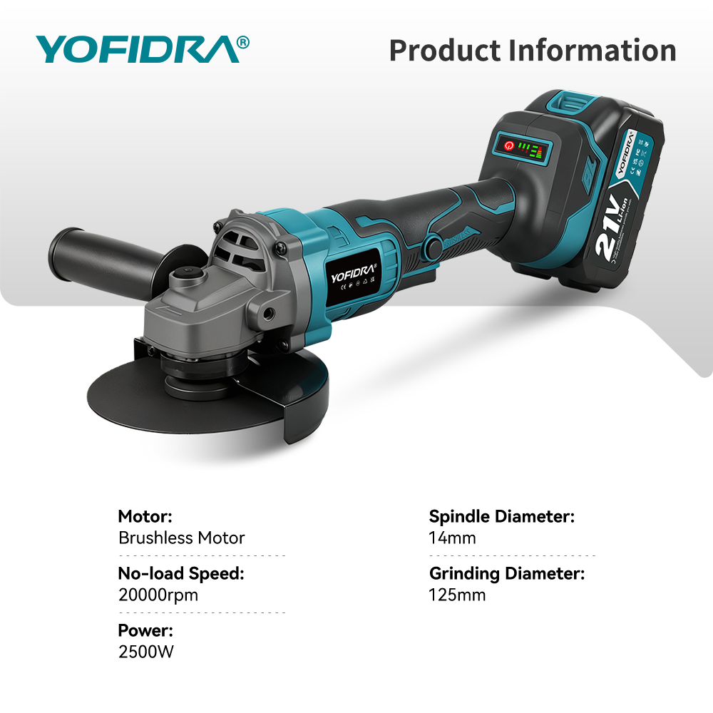 YOFIDRA 125mm fırçasız açılı t - Brushless Angle Grinder Battery Powered incelemesi ve fiyatı